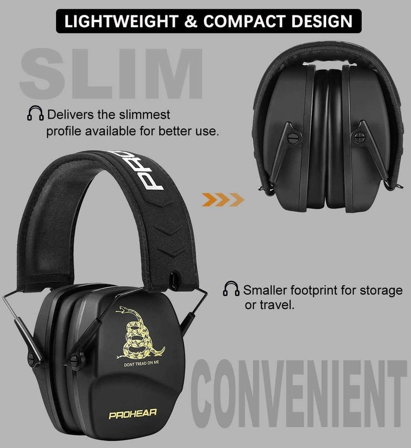 PROHEAR 016 Shooting Ear Protection Earmuffs 2 Pack, NRR 26dB for Gun Range, Hunting -Black and DOTM - Image 5